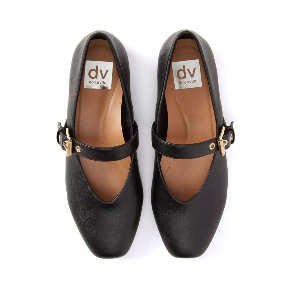 Dolce Vita Women’s Mary Jane Buckle Flats Square Toe Black 10 - Picture 1 of 9